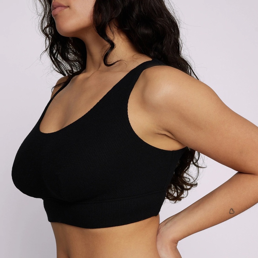 Parade Scoop Bralette Cozy Waffle in Eightball (Black) XS